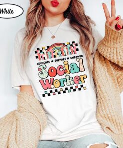 Social Worker Shirt Advocate Support Empower Retro Shirt For Social Worker Social Worker Gift Graduation Gift Retirement Gift QFYY040301