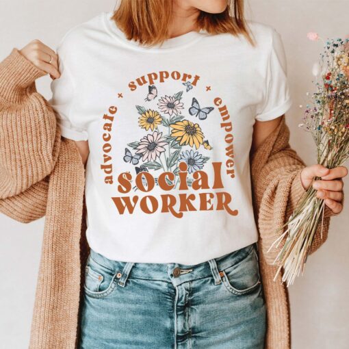 Wildflower Social Worker Shirt Advocate Support Empower Retro Shirt For Social Worker Social Worker Gift