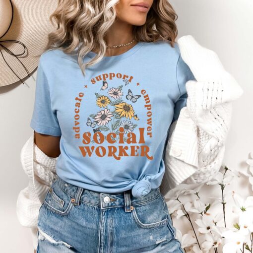 Wildflower Social Worker Shirt Advocate Support Empower Retro Shirt For Social Worker Social Worker Gift - Image 2