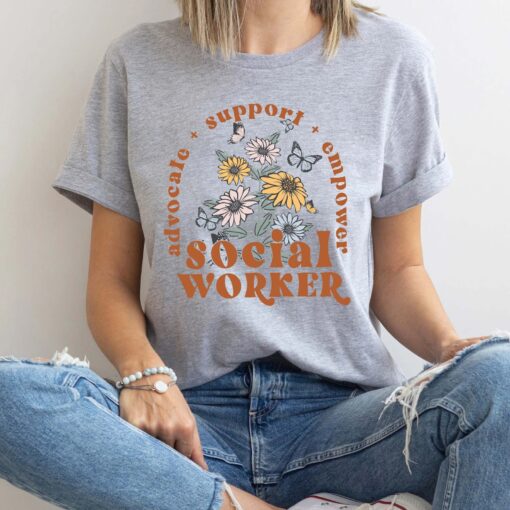 Wildflower Social Worker Shirt Advocate Support Empower Retro Shirt For Social Worker Social Worker Gift - Image 3