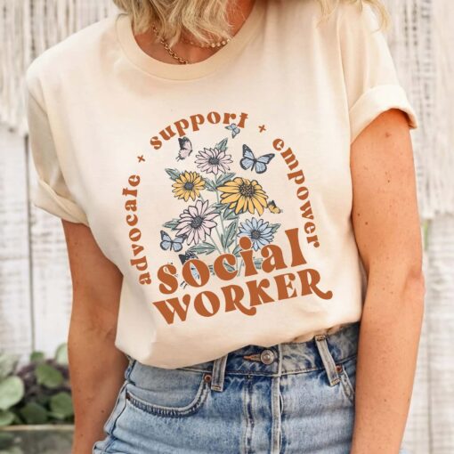 Wildflower Social Worker Shirt Advocate Support Empower Retro Shirt For Social Worker Social Worker Gift - Image 4