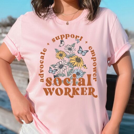 Wildflower Social Worker Shirt Advocate Support Empower Retro Shirt For Social Worker Social Worker Gift - Image 5
