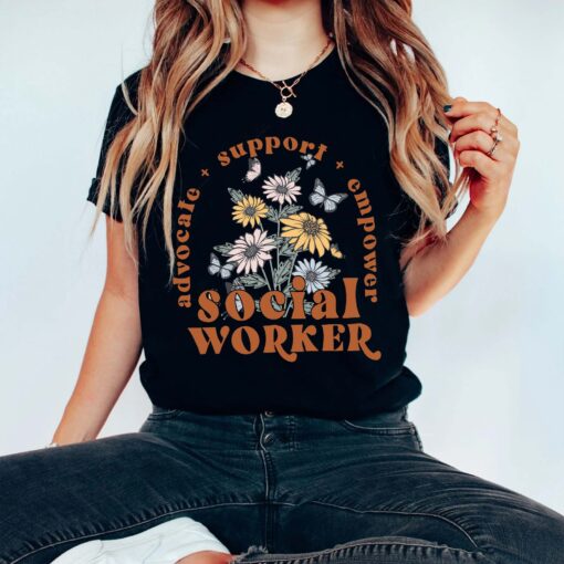 Wildflower Social Worker Shirt Advocate Support Empower Retro Shirt For Social Worker Social Worker Gift - Image 6