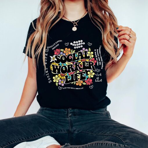 Wildflower Social Worker Shirt Advocate Support Empower Retro Shirt For Social Worker Social Worker Gift UKTD100310 - Image 3