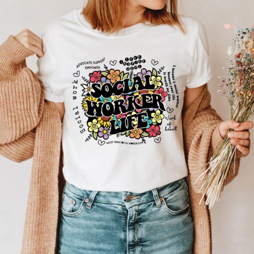 Wildflower Social Worker Shirt Advocate Support Empower Retro Shirt For Social Worker Social Worker Gift UKTD100310 - Image 4