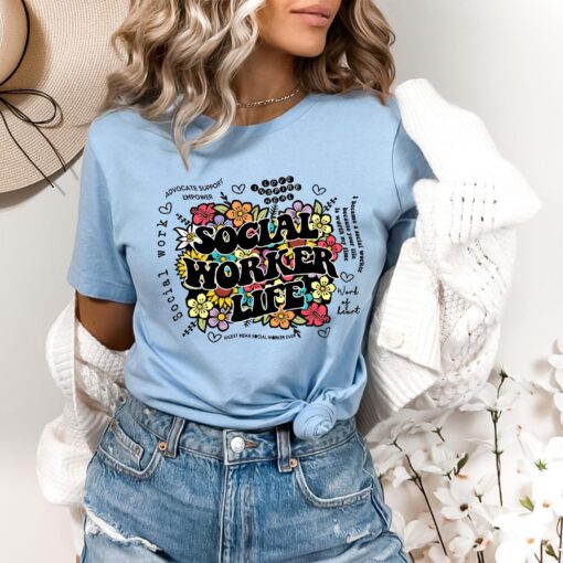 Wildflower Social Worker Shirt Advocate Support Empower Retro Shirt For Social Worker Social Worker Gift UKTD100310 - Image 5