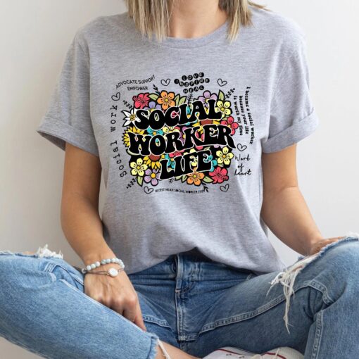 Wildflower Social Worker Shirt Advocate Support Empower Retro Shirt For Social Worker Social Worker Gift UKTD100310 - Image 6