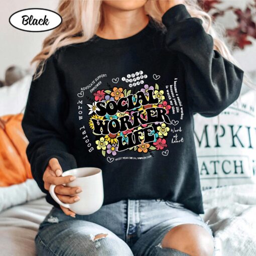 Wildflower Social Worker Shirt Advocate Support Empower Retro Shirt For Social Worker Social Worker Gift UKTD100310 - Image 8